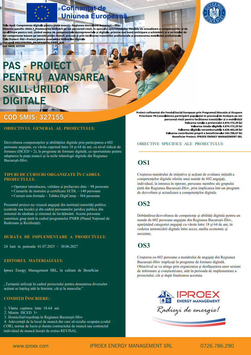 PAS - Proiect pentru Avansarea Skill-urilor Digitale